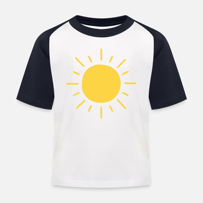 Minimalistische Sonne - Kinder Baseball T-Shirt - Weiß/Navy
