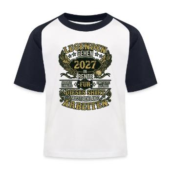 Rente 2027 Legende Ruhestand Retro Geschenk - Kinder Baseball T-Shirt - Weiß/Navy - Vorne
