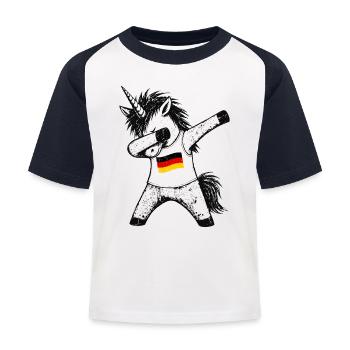 Dabbing Unicorn Germany Fan - Kids' Baseball T-Shirt - white/navy - Front