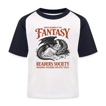 Livres de Lecture de Fantasy, Guilde, Dragons & Sorts - T-shirt baseball Enfant - blanc/marine - Devant