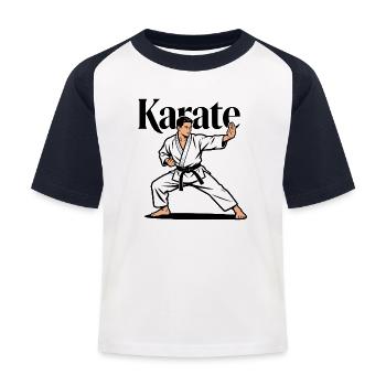 Karaté arts martiaux - T-shirt baseball Enfant - blanc/marine - Devant