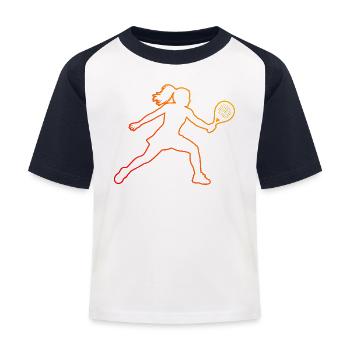 Double Game Gift Idea for a Racquet Athlete - Kids' Baseball T-Shirt - white/navy - Front