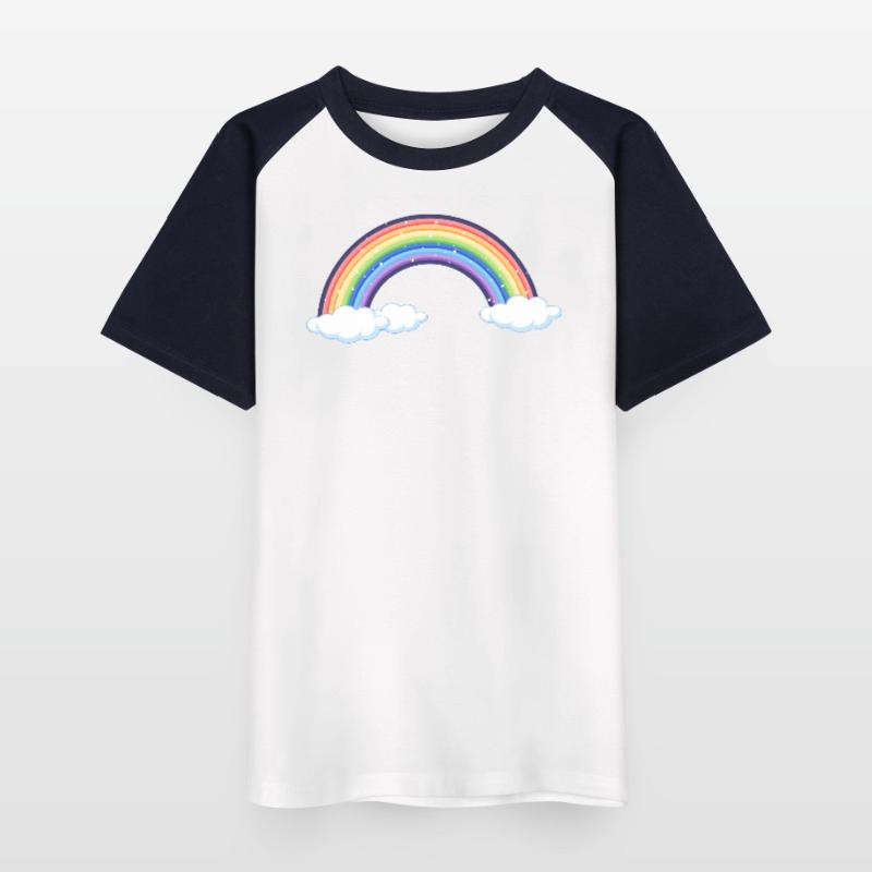 Lebendiger Regenbogen über den Wolken Kinder Baseball T-Shirt