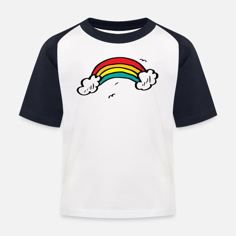 Lebendiger Regenbogenbogen - Kinder Baseball T-Shirt - Weiß/Navy