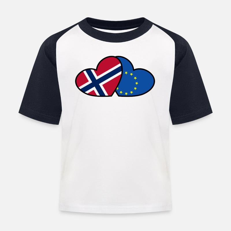 Norwegen <3 EU - Kinder Baseball T-Shirt - Weiß/Navy