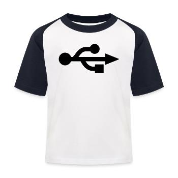 USB Logo - Nerd - Geek - T-shirt baseball Enfant - blanc/marine - Devant