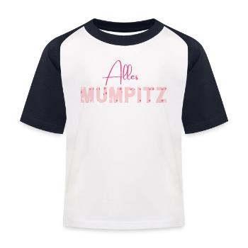 Alles Mumpitz - Wortschätze - vergessene Wörter - Kinder Baseball T-Shirt - Weiß/Navy - Vorne