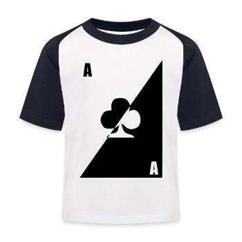 carte as trefle noir blanc - T-shirt baseball Enfant - blanc/marine - Devant