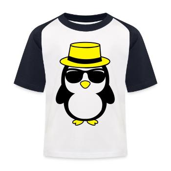 cool_pinguin_02 - Kids' Baseball T-Shirt - white/navy - Front