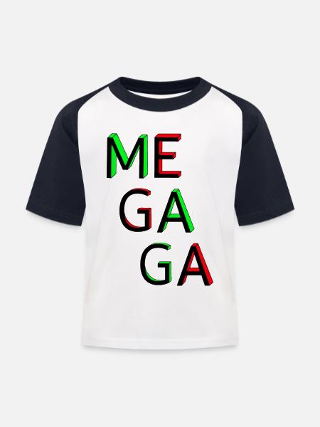 MEGA GAGA - Kinder Baseball T-Shirt - Weiß/Navy
