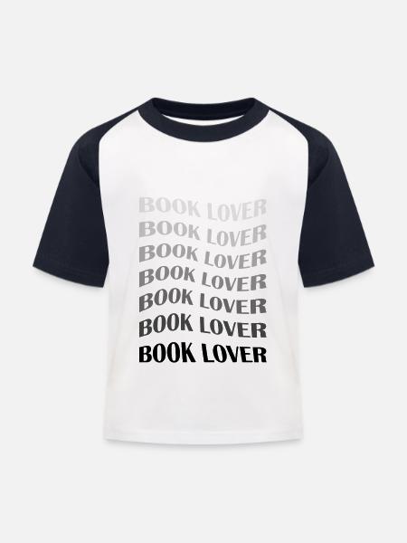 Bücherfreund - Kinder Baseball T-Shirt - Weiß/Navy