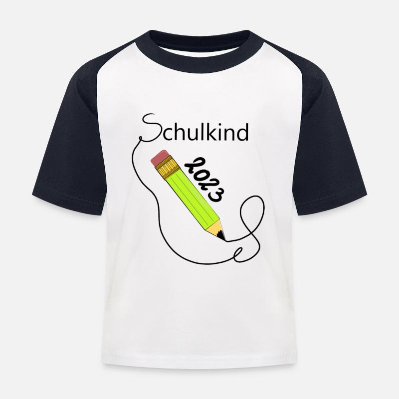 schule - Kinder Baseball T-Shirt - Weiß/Navy