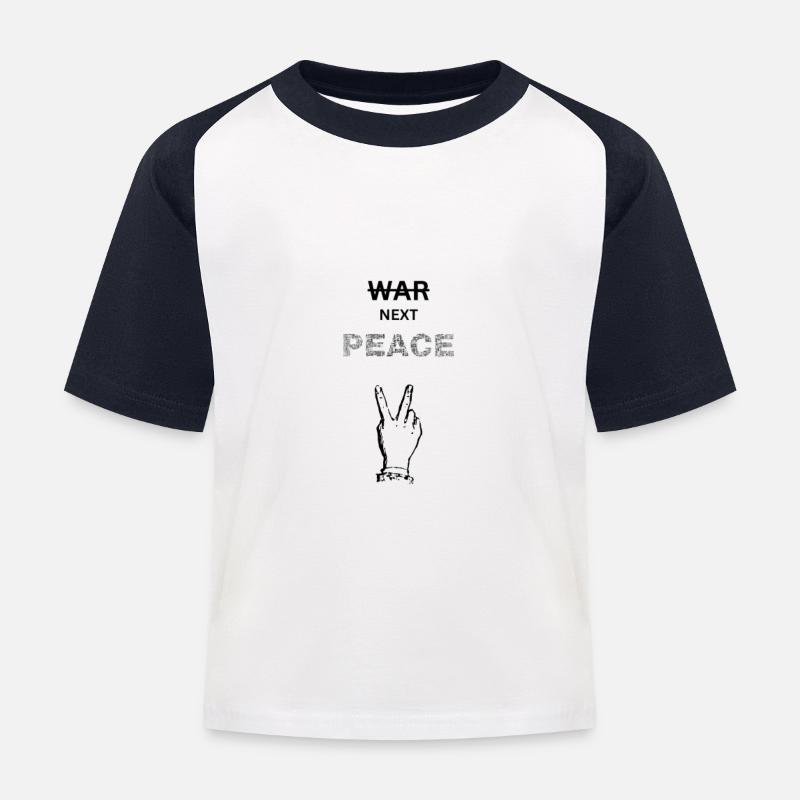 No War PEACE Design, Friedensdesign - Kinder Baseball T-Shirt - Weiß/Navy