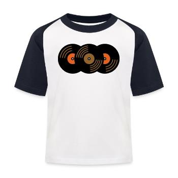 Schallplatten Sammlung Musik Fan - Kinder Baseball T-Shirt - Weiß/Navy - Vorne