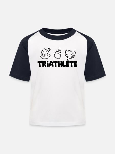 Bébé Triathlète Humour Cadeau Bébé Sport Triathlon - T-shirt baseball Enfant - blanc/marine
