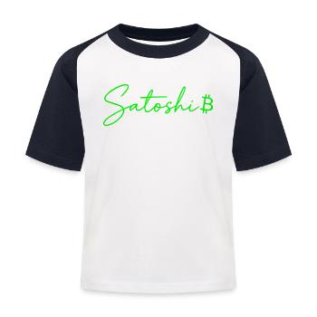 Satoshi Bitcoin Design pour les fans de crypto - T-shirt baseball Enfant - blanc/marine - Devant