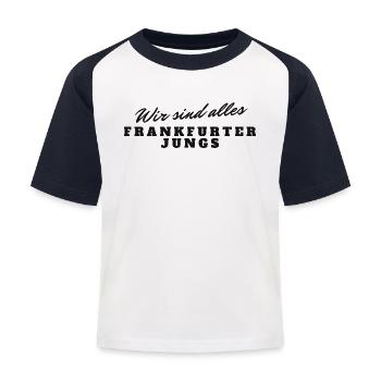 Frankfurter Jungs Pride Typo Design - Kinder Baseball T-Shirt - Weiß/Navy - Vorne