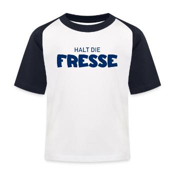 Halt die Fresse - Cooler Spruch - Kinder Baseball T-Shirt - Weiß/Navy - Vorne