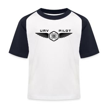 UAV PILOT1 - Kinder Baseball T-Shirt - Weiß/Navy - Vorne