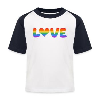 Rainbow Love Lettering - Kids' Baseball T-Shirt - white/navy - Front