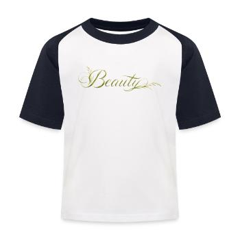 Beauty Schriftzug Natur Design - Kinder Baseball T-Shirt - Weiß/Navy - Vorne
