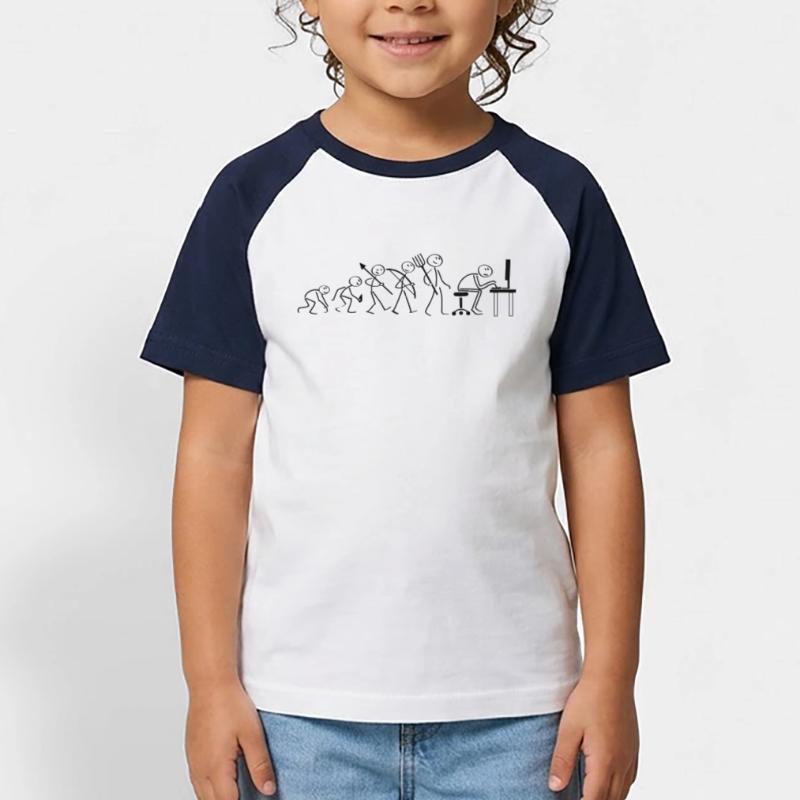 Evolution Computerarbeit Kinder Baseball T-Shirt