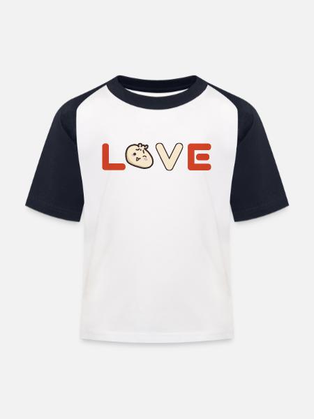 Liebe für knödel - Kinder Baseball T-Shirt - Weiß/Navy