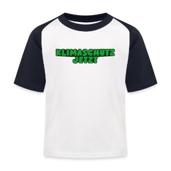 Klimaschutz jetzt - Kinder Baseball T-Shirt - Weiß/Navy - Vorne