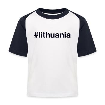 LITHUANIA Hashtag - Kids' Baseball T-Shirt - white/navy - Front