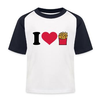 Pommes - Kinder Baseball T-Shirt - Weiß/Navy - Vorne