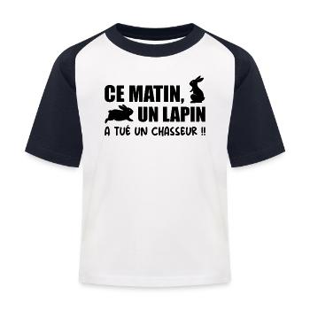 Chasse - Chasseur - Anti-chasse - T-shirt baseball Enfant - blanc/marine - Devant