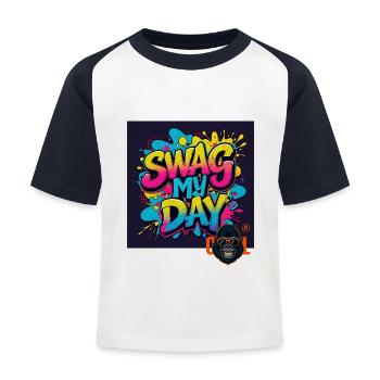 Swag My Day Graffiti Splash - Kinderen baseball T-shirt - wit/navy - Voor