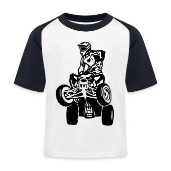 quad - Kinder Baseball T-Shirt - Weiß/Navy - Vorne
