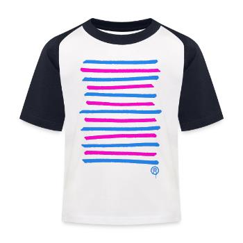 Gesprühte Graffiti Linien, Druckfarbe frei wählbar - Kinder Baseball T-Shirt - Weiß/Navy - Vorne
