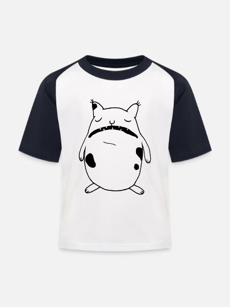 Genervte Katze - Kinder Baseball T-Shirt - Weiß/Navy