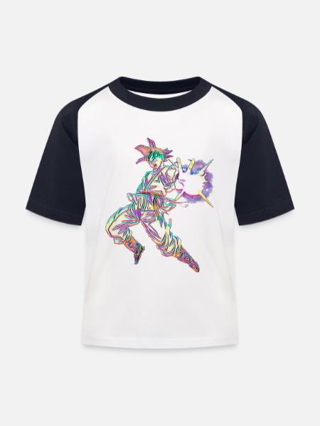 Animierter Stil - Kinder Baseball T-Shirt - Weiß/Navy