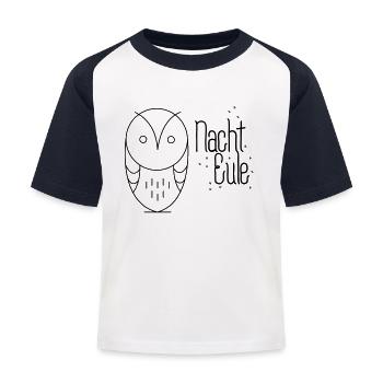 Nachteule - Kinder Baseball T-Shirt - Weiß/Navy - Vorne