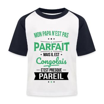 Mon papa n'est pas parfait - Congolais - T-shirt baseball Enfant - blanc/marine - Devant