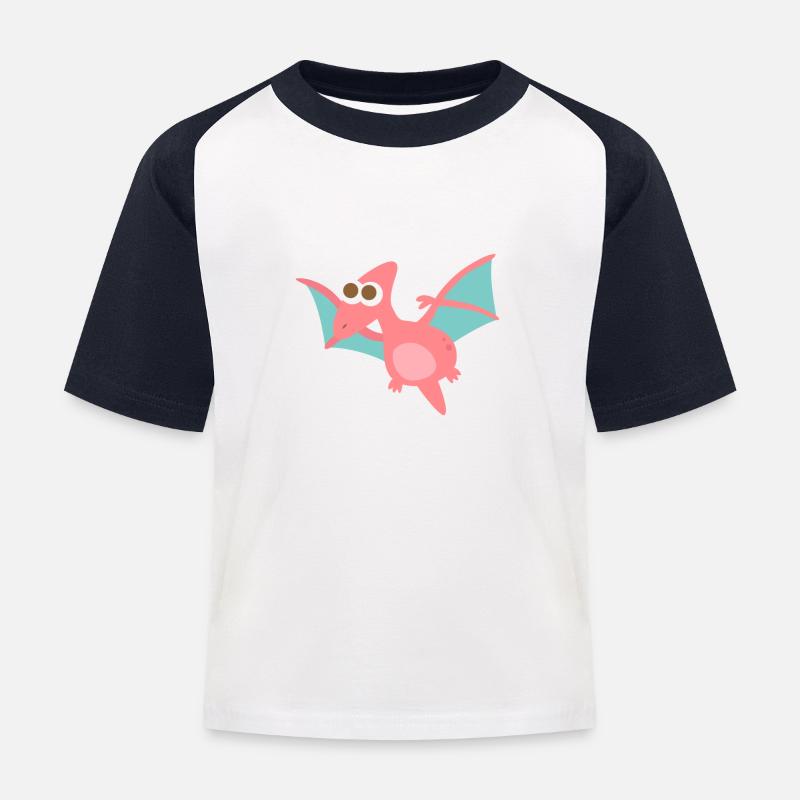 Netter Pterodactylus Dinosaurier - Kinder Baseball T-Shirt - Weiß/Navy