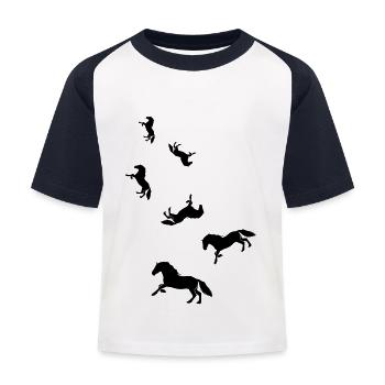 Hest Hest ikon - Baseball T-shirt til børn - hvid/marineblå - Foran