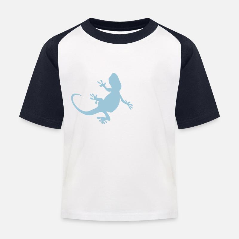 Gecko - Kinder Baseball T-Shirt - Weiß/Navy