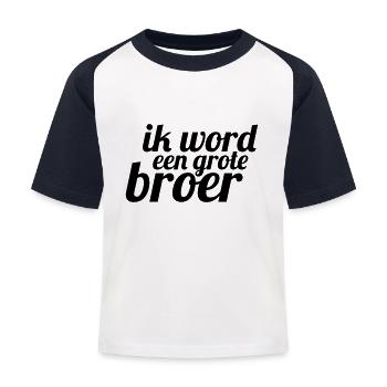 grote broer - Kinderen baseball T-shirt - wit/navy - Voor
