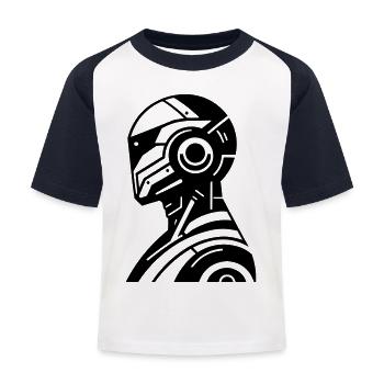 Roboter - Kinder Baseball T-Shirt - Weiß/Navy - Vorne