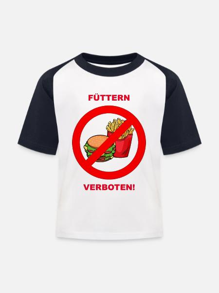 füttern verboten - Kinder Baseball T-Shirt - Weiß/Navy