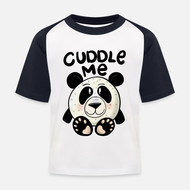 Panda Cuddle me - Kinder Baseball T-Shirt - Weiß/Navy