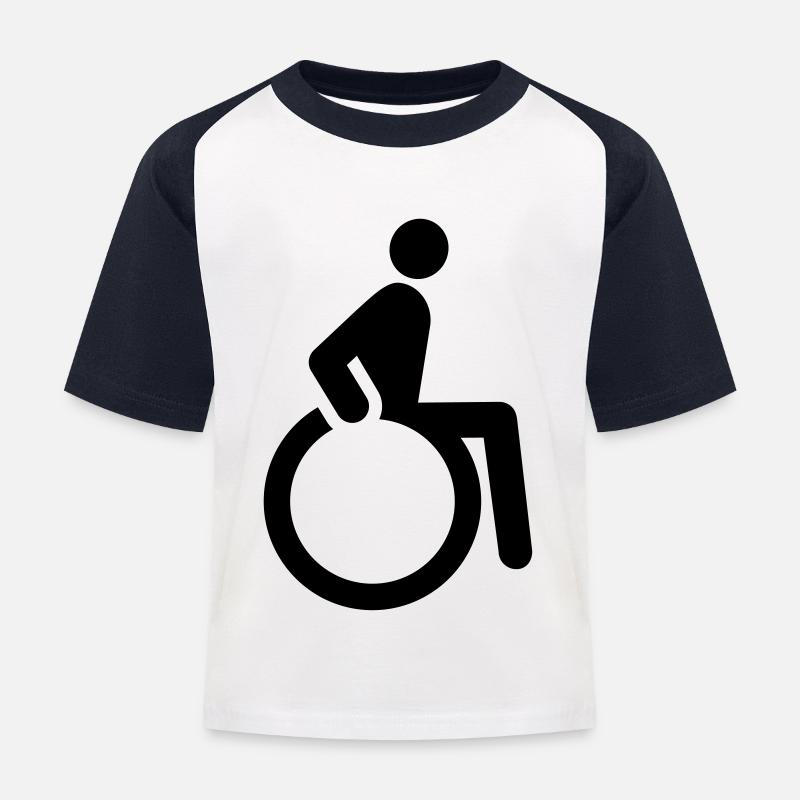 Rollstuhl - Kinder Baseball T-Shirt - Weiß/Navy