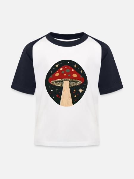 Xmas Cosmic Mushroom - Kinder Baseball T-Shirt - Weiß/Navy