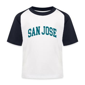 San Jose blue white - Kinder Baseball T-Shirt - Weiß/Navy - Vorne