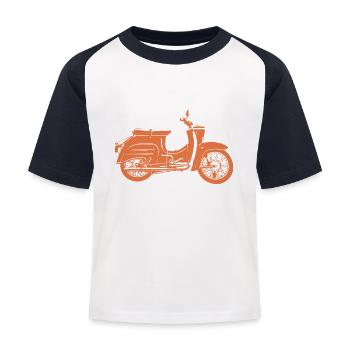 Simson Schwalbe KR51 - Kinder Baseball T-Shirt - Weiß/Navy - Vorne
