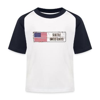 Seattle, Vereinigte Staaten - Kinder Baseball T-Shirt - Weiß/Navy - Vorne